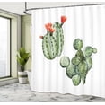 thumbnail image 4 of Ambesonne Cactus Shower Curtain, Blossoming Flowers Succulent, 69"Wx84"L, Reseda Green and Dark Salmon, 4 of 4