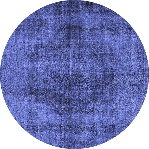 Ahgly Company Machine Washable Indoor Round Persian Blue Traditional Area Rugs, 4' Round