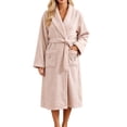 thumbnail image 2 of Ynynloco Women Shawl Plush Fleece Kimono Robes Bathrobe Soft Sleepwear V-neck Casual Ladies Loungewear Housecoat with Pockets, 2 of 7