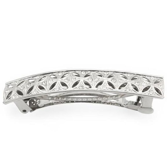 Women Rhodium White Metal Tiaras & Hair Clip with Top Grade Crystal in Clear