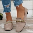thumbnail image 2 of Rokment Womens Dressy Shoes 2026 Stylish Casual Metallic Chain Suede Low Heels Business Office Work Formal Flat Comfortable Walking Slip on Loafers Fall Khaki Size 8.5, 2 of 6