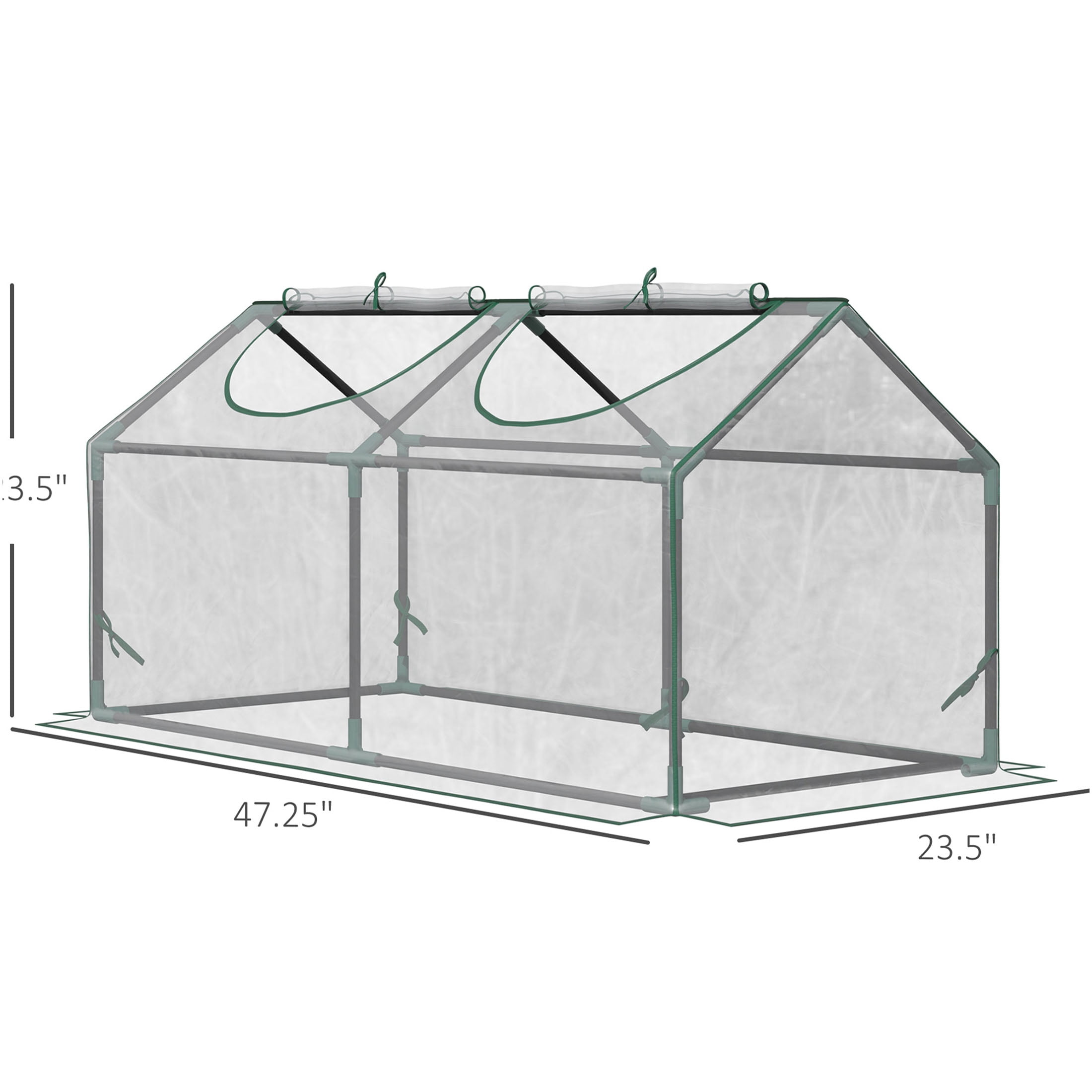 JERFIT Portable Mini Greenhouse with Roll-Up Zipper Windows, Indoor Outdoor Small Garden Greenhouse with Steel Frame & Clear PVC Cover