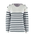 thumbnail image 1 of Yuyuzo Pull d'Automne pour Femmes Manches Longues Col Rond Bouton Épaule Pull Rayé Décontracté, 1 of 6