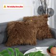thumbnail image 2 of Unique Bargains 2-Pack Shaggy Decorative Throw Pillow Cases 18" x 18" Dark Brown, 2 of 8