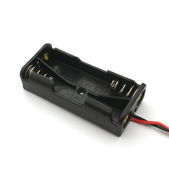 Black Plastic Battery Case Holder Wire 2 x 1.5V AAA