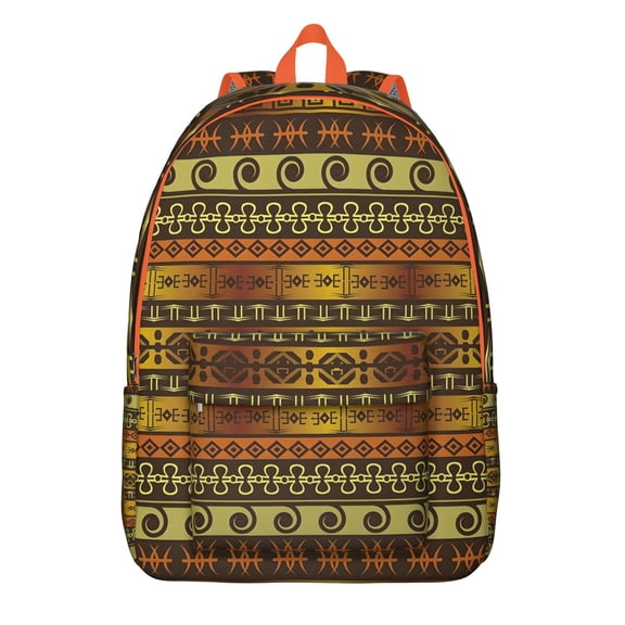 Nordic Style Casual Laptop Backpack for Women, Waterproof College Daypack with Tribal Elements and Multi-Pocket Layout