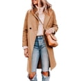 thumbnail image 2 of Abrigo de Invierno para Mujer, Estilo Casual, con Solapa de Muesca y Botonadura Sencilla Caqui XL, 2 of 10