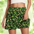 thumbnail image 2 of XIAONU Womens Shamrock Gold Ring Mini Skort High Waist Flared Wrap Front Skort Festive St Patricks Day Celebration Skort, 2 of 7
