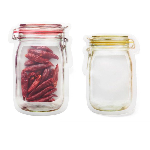 VONKY 3pcs/4pcs Bottle Shape Transparent Food Storage Bag Moistureproof Cookies Chocolate Snack Kitchen Organizer