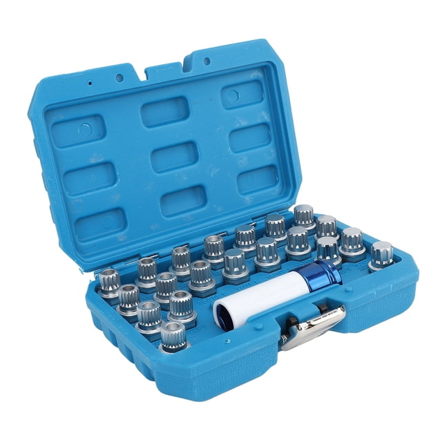Juego De Llaves De Extracción De Tuercas De Rueda, Kit De Herramientas Para Quitar Tuercas De Bloqueo De Rueda, Cromado, Portátil, De Alta Resistencia, 21 Piezas Para R50 R52 R53