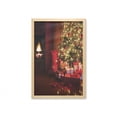 thumbnail image 1 of Christmas Wall Art with Frame, Xmas Scene Celebrations with Tree and Gifts by the Fireplace Design Image, Printed Fabric Poster for Bathroom Living Room, 23" x 35", Red Yellow, by Ambesonne, 1 of 2
