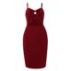 thumbnail image 5 of Vestido de mujer a la moda de vacaciones de verano de color sólido con cuello en V sin mangas ahueca hacia fuera el vestido ajustado Pompotops  ghjkhdj7330, 5 of 7