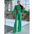 thumbnail image 5 of Women Elegant Jumpsuit Formal Sex-Y High Necked Long Sleeved Casual Straight Pantsbusiness Party Jumpsuit Green L, 5 of 8
