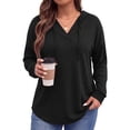 thumbnail image 2 of WellSize Womens Plus Size Hoodies Trendy Drawstring Sweatshirts for Women Casual V Neck Tops Fall Lightweight Pullover, 2 of 8
