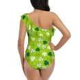 thumbnail image 5 of Haiem St Patrick's Day7 Women's One Piece Swimsuits Tummy Control One Shoulder Bathing Suits Ruffle Swimwear-Medium, 5 of 8