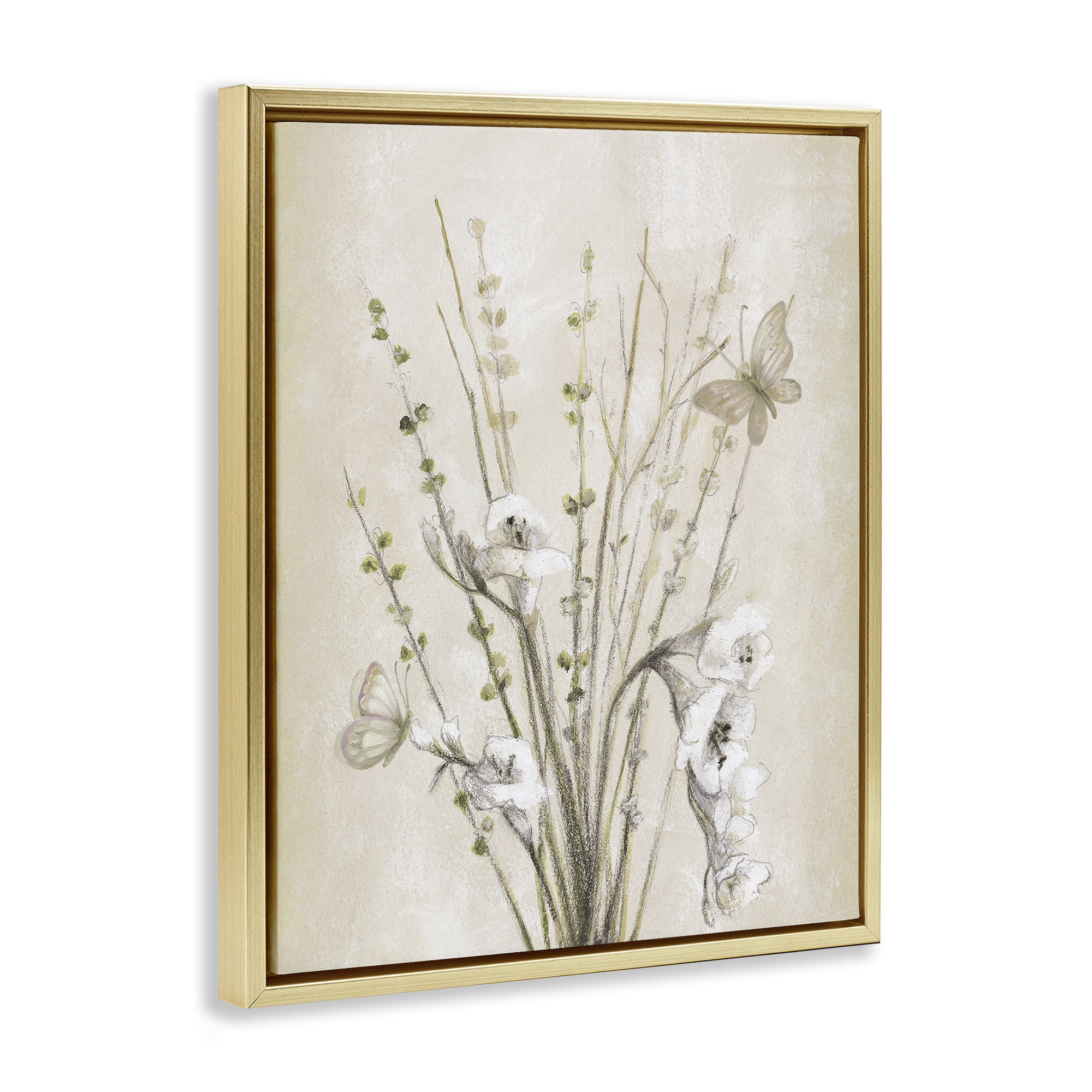 Stupell Industries Fresia & Date Branch Gold Framed Floater Canvas Wall Art, design by Lanie Loreth