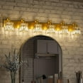thumbnail image 4 of Aoile Wall Sconces Lighting, 6-Light Crystal Vanity Light Fixtures with Square Shade for Bedroom, Living Room, Hallway, Gold, 4 of 8