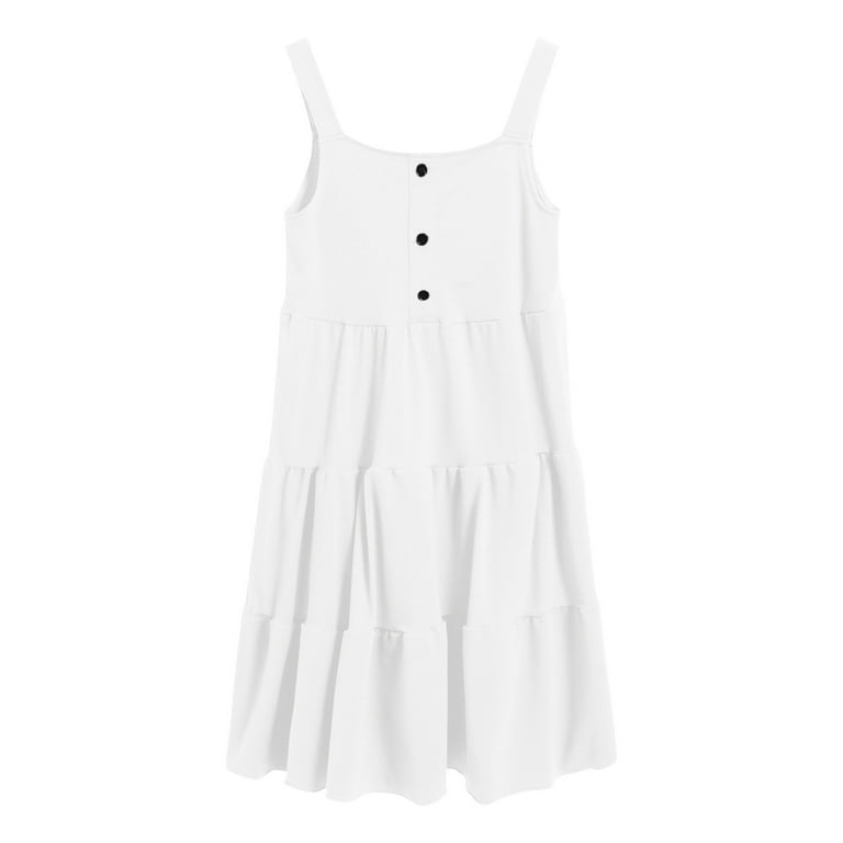 5t white dress Dresses For Girls Tween Toddler Girl Dress Button Down Tank Dresses Summer Outfit Birthday Party Clothes 2-3 Years The eyelet dress sports a square neckline with ruffled smocked detailing Toddler Girls' Eyelet Dress -