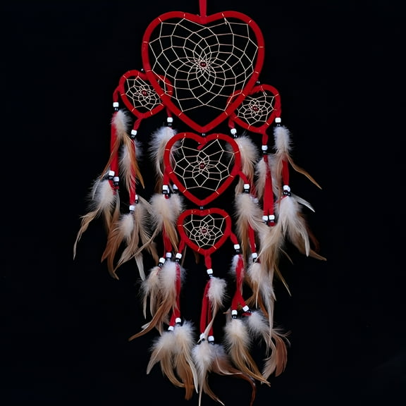 LAMIRO Kids Dream Catcher Heart Feather Bead Ornament Wall Hanging Decor