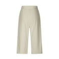 thumbnail image 6 of Stamzod Womens Capri Pants Summer Solid Color Drawstring Elastic Waist Cropped Pants Casual Loose Stretchy Plus Size Capris for Women with Pocket Beige L, 6 of 7