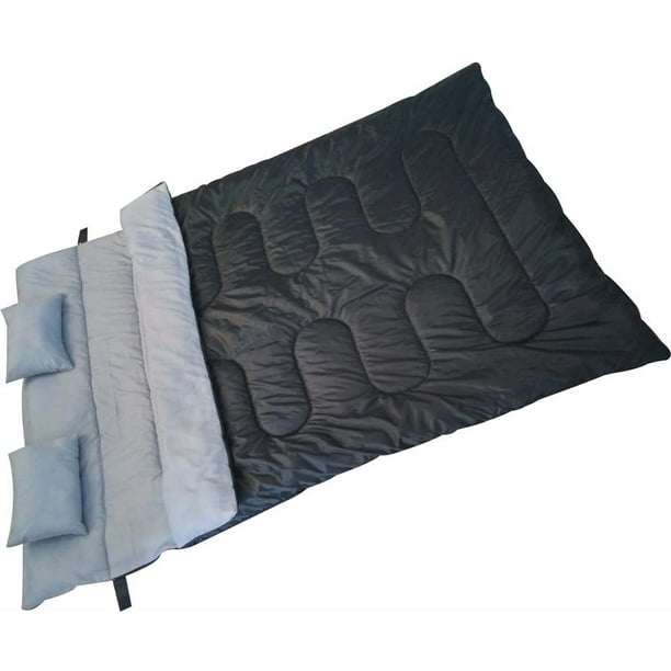 Double Sleep Bag Waterproof with Two Pillows Black