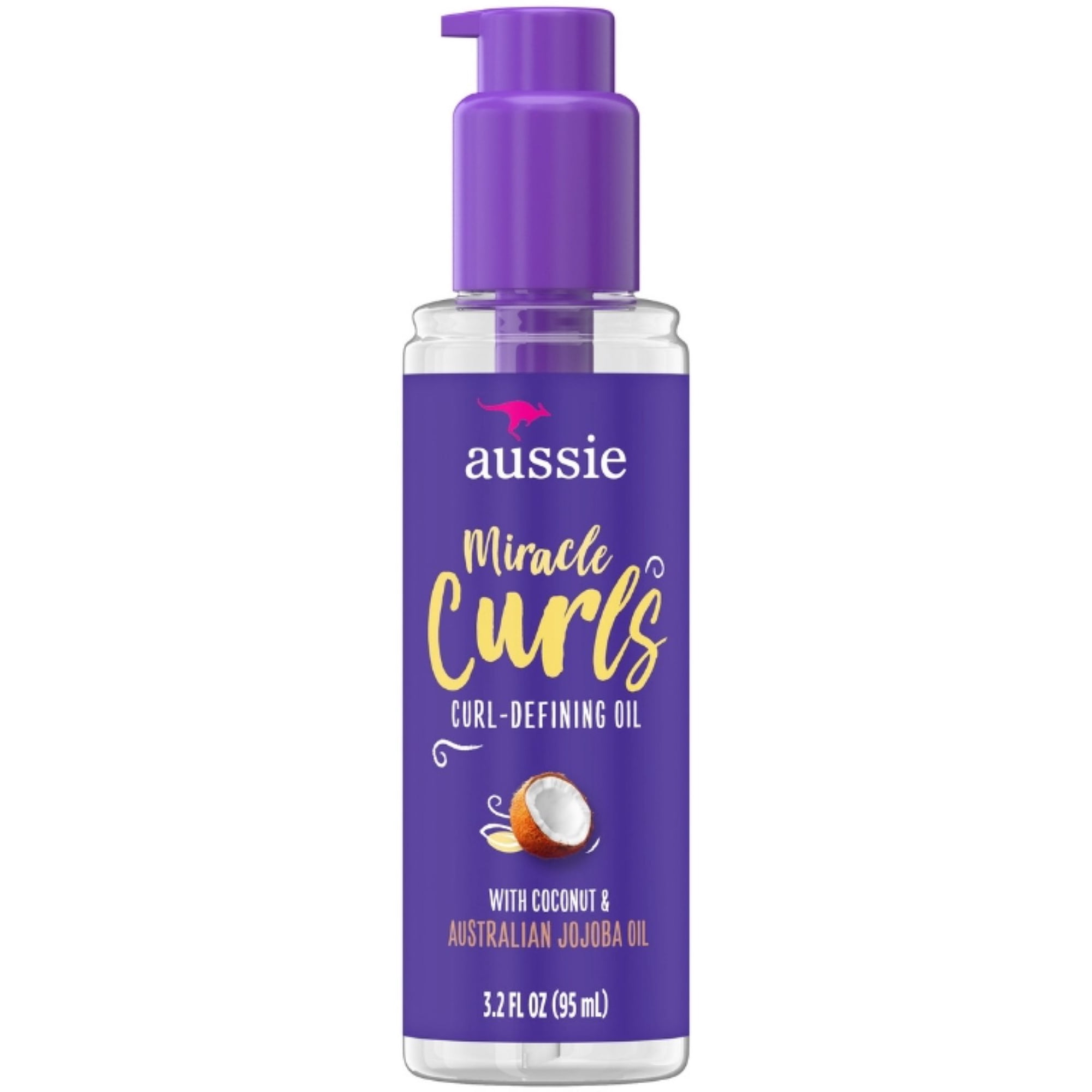 Aussie Miracle Curls Defining Oil with Coconut & Jojoba Oil 3.2 oz (Pack of 2)
