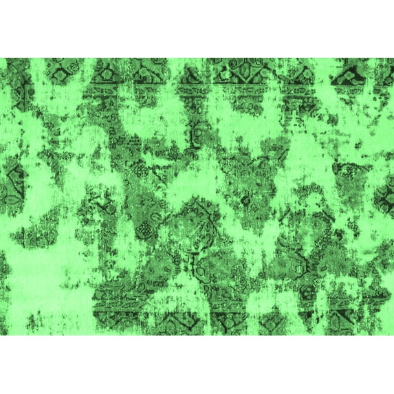 Ahgly Company Indoor Rectangle Abstract Emerald Green Modern Area Rugs, 2' x 5'