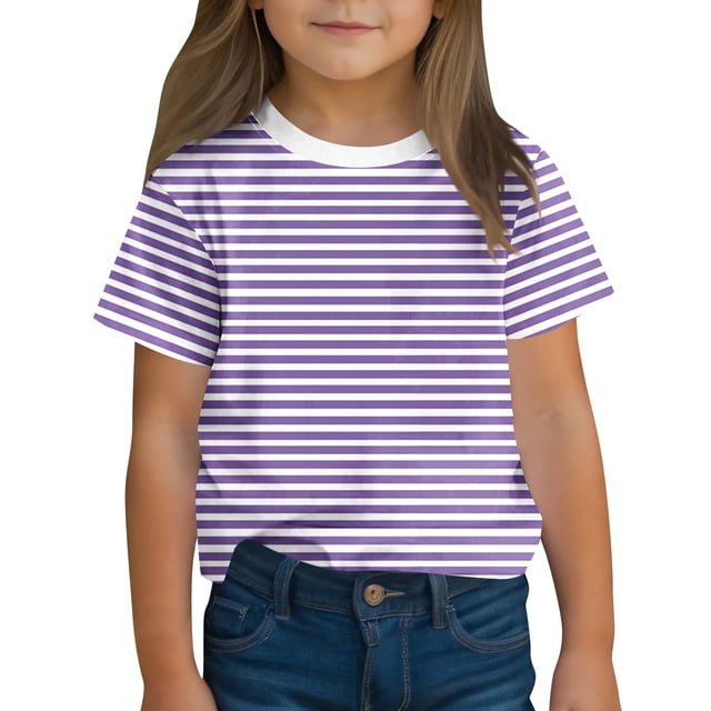 Short Sleeve T-shirt for Kids , Polyester-Spandex Blend , Breathable Comfort Fit , Fashion Print Design , Machine Washable , Black Color