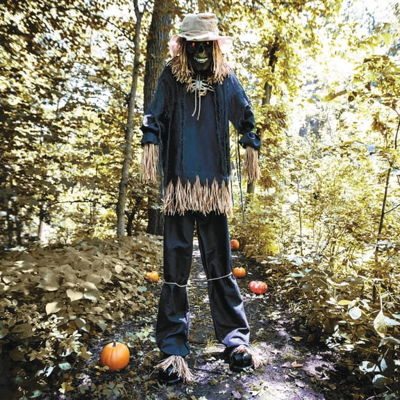 7 Ft. 6" Light-Up Lifting Skeleton Scarecrow Halloween Decoration