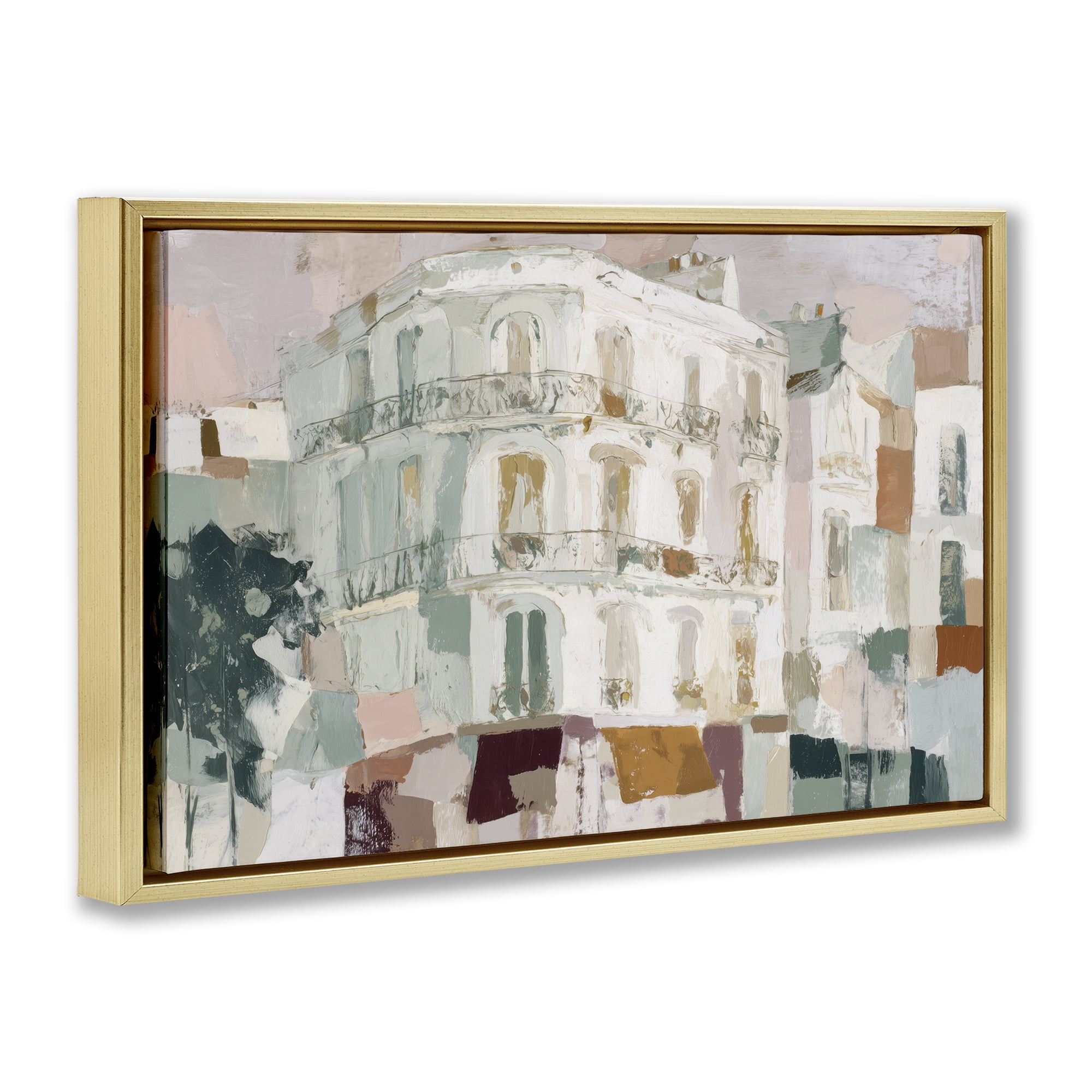 Stupell Industries Barcelona Street Corner Gold Framed Floater Canvas Wall Art, design by Chromatic Storm Studio