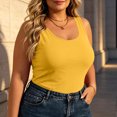 thumbnail image 4 of Smupbvky Womens Plus Size Tank Tops Casual U Neck Sleeveless Vest Slim Fit Summer Trendy Basic T Shirt (XL, Yellow), 4 of 7
