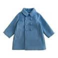 thumbnail image 4 of Girls Boys Wool Blend Winter Coat Cloak Button Jacket Long Sleeve Solid Color Coat Warm Pea Coat Jacket Baby Fall Winter Clothes for Boys Girls Size 4-5, 4 of 6