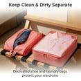thumbnail image 4 of 9-Piece Travel Packing Cubes Organizer Set with Shoe Bag and Toiletry Bag, Pink, 4 of 7