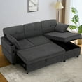 thumbnail image 5 of ACMEASE 84" L-Shaped Pull Out Sofa Bed w/Storage Chaise, Tufted Sectional Sofa w/USB Port, Fabric Sleeper Couch w/Cup Holders for Living Room, Grey, 5 of 7