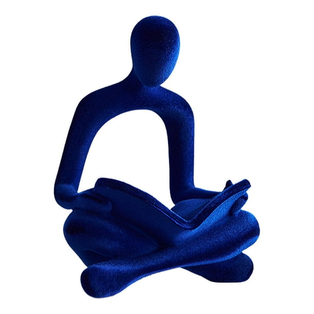 Estatua de pensador abstracto, figura humana, decoración novedosa, adorno decorativo de escritorio Azul