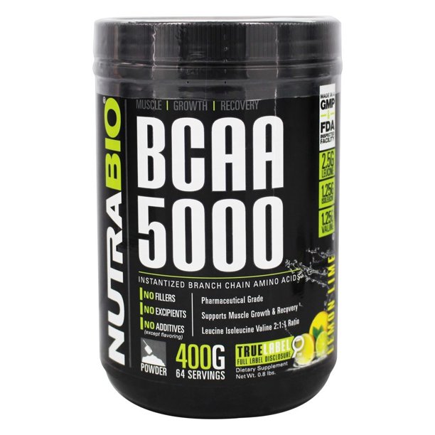NutraBio BCAA 5000 Lemon Lime 0.8 lbs.