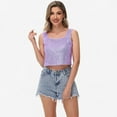 thumbnail image 6 of Women's Sequin Square Neck Tank Top with Sleeveless Design and Cropped Fit - X Large, Purple, 6 of 7