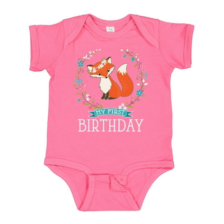 

Inktastic First Birthday 1 Year Old Girl Fox Gift Baby Girl Bodysuit