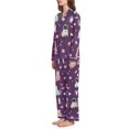 thumbnail image 2 of FORMRS Womens Pajama Set Long Sleeve Top and Pants with Pockets Soft Comfy Lounge Sleepwear, Sizes S-2XL, Purple Space Cat Pattern, 2 of 7
