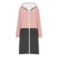 thumbnail image 6 of JTZGDY Long Hooded Coat for Women Fashion Polka Dot/Plaid/Striped/Tie Dye Printed Zip Up Long Sleeve Drawstring Hoodie Outwear Tops Knee Length Hoody Sweatshirt with Pockets E-Pink XXL, 6 of 7