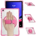 thumbnail image 4 of ELEHOLD Rugged Case For  Samsung Galaxy Tab A9+ 11Inch, Full Protection Transparent 360° Rotating Stand Cover, with Silicone Wrist Strap, Shoulder Strap,Rose, 4 of 12