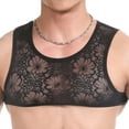 thumbnail image 4 of Lingerie for Women,Bras for Women,Beef Men's Lace Floral Muscle Tank Top Round Neck Mesh Undershirt Semi Transparent Vest Singlet Gym Sports Half Top, 4 of 9