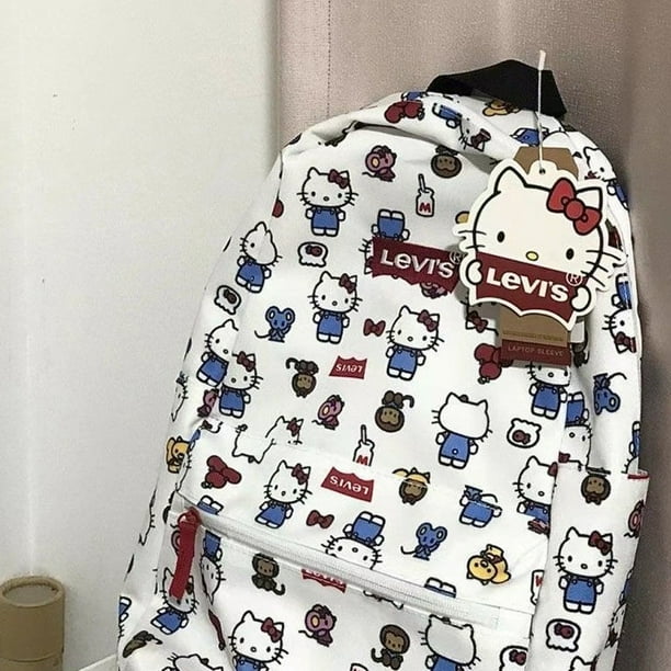 Mochila De Dibujos Animados Hello Kitty Kawaii Sanrio Lady Bag Cute Girl Campus Bolsa Escolar Para Portátil De Gran Capacidad