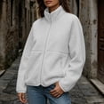 thumbnail image 3 of cocolona Fall Winter Jacket for Women Raglan Sleeve Stand Collar Fleece Outerwear Casual Zipper Solid Color LightWeight Tops with Pocket, 3 of 7