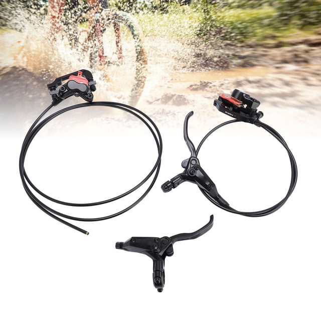 Hydraulic Disc Brake Caliper, Aluminum Alloy Stable Four Piston Structure Front and Rear Disc Brake Set for Off Road Cycling