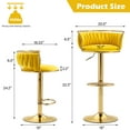 thumbnail image 3 of DREAMSIDEA Swivel Bar Stools Set of 2 Modern Velvet Upholstered High Back Adjustable Bar Chairs with Golden Footrest for Kitchen Counter Square Island, Yellow, 3 of 5