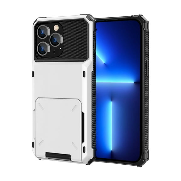 Cowithday Wallet Rugged Case for iPhone 13 Pro Max, iPhone 13 Pro Max Cover, Card Holder Slot Military Grade Shock Absorption Drop Proof Case for Apple iPhone 13 Pro Max 6.7 inch, White