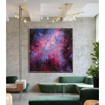 40x40" Abstract Expressionist Paintings On Canvas Vivid Colors Wall Art Textured Painting Modern Hand Painted Artwork