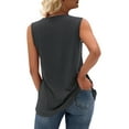 thumbnail image 4 of Women Lace Trim Tank Tops V Neck Fashion Casual Sleeveless Blouse Vest Shirts Black M, 4 of 6