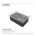thumbnail image 5 of Kitchen Sink Stainless Steel Kitchen Sink, 30″x19″ Drop In Single Bowl, Undermount Handmade Sink in Brushed Nickel, with US Standard Drain and Hook, LS-SSBR05,Stainless Steel Kitchen Sink, 5 of 8